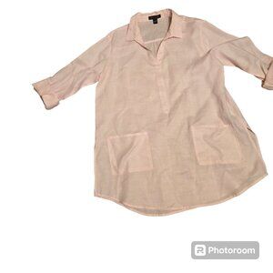 August Silk Size Large Light Pink Linen Dress